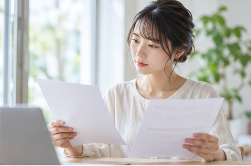 書類を見ながら相談する様子